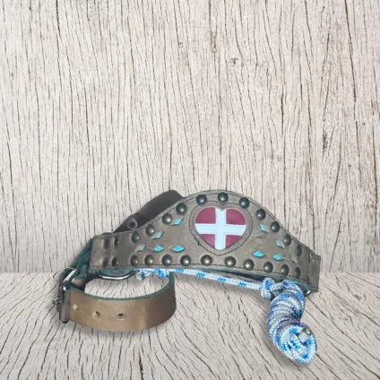 Cavezza in cuoio per mucche chiara con Croce Savoia