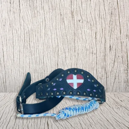 Cavezza in cuoio per mucche scura con Croce Savoia