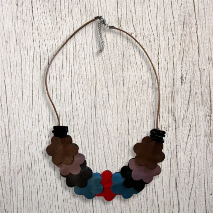 Collana fiori in pelle double face