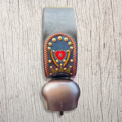 Campana Varrone Premana n.14 con collare decorato e con inserto Stella Alpina e cuore rosso