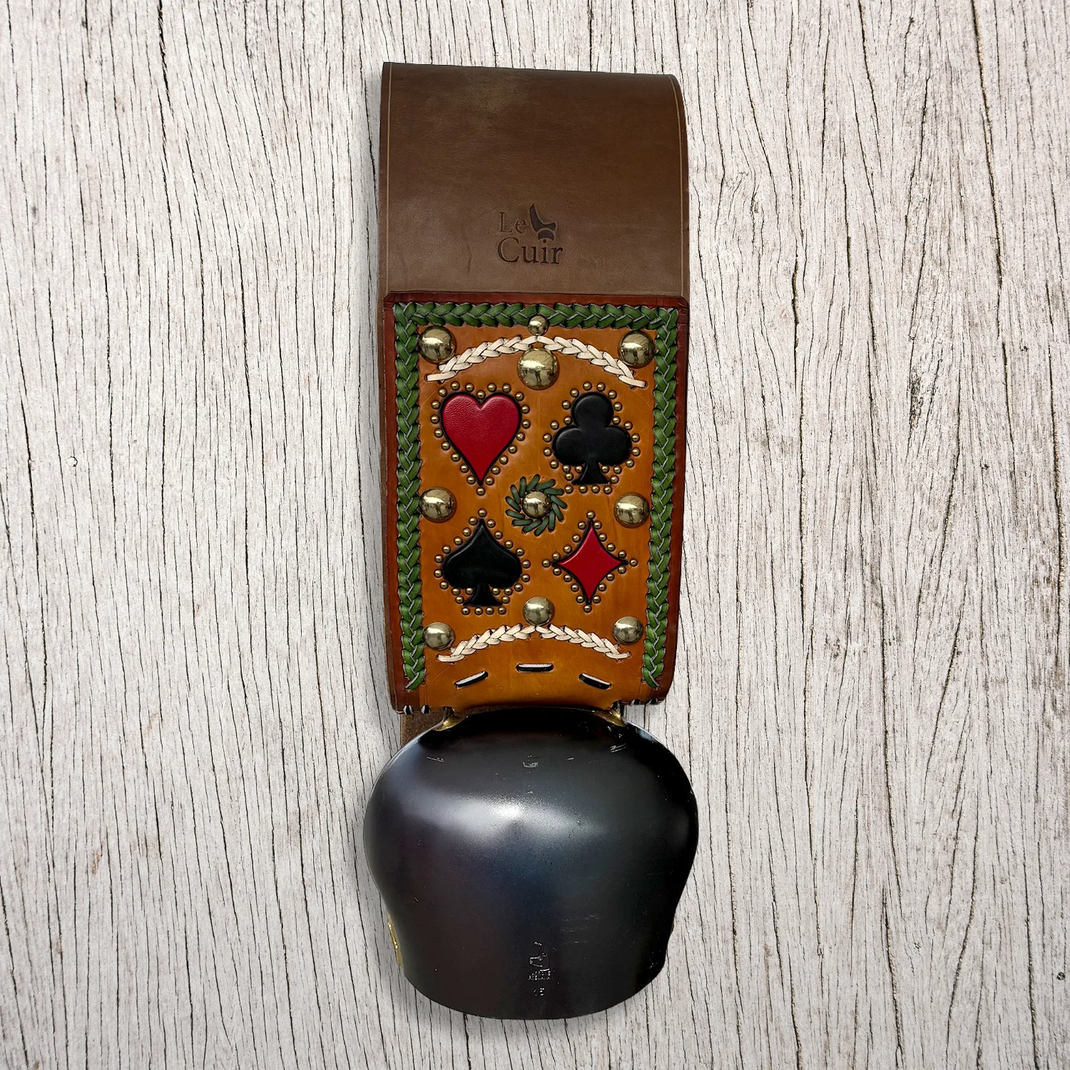 Campana Varrone Premana n.15 con collare decorato con inseriti i semi delle carte